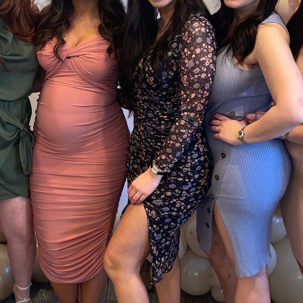 SC Black Floral Long Sleeve Mesh Midi Dress